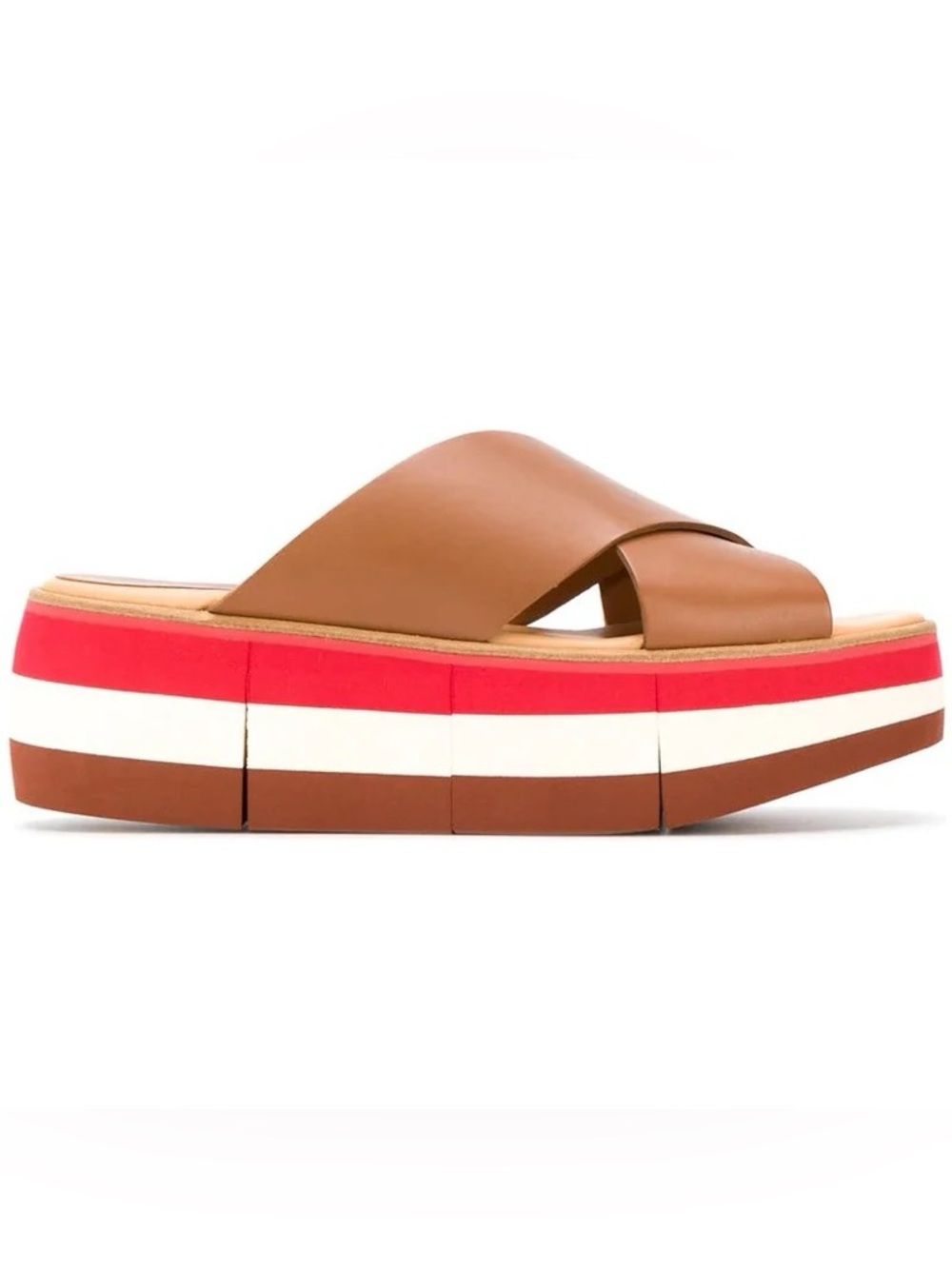 Paloma Barcelo Dorothea Wedge Sandal- tan red white- Size 40 US 9.5